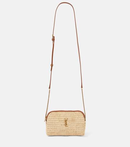 Gaby leather-trimmed raffia shoulder bag - Saint Laurent - Modalova