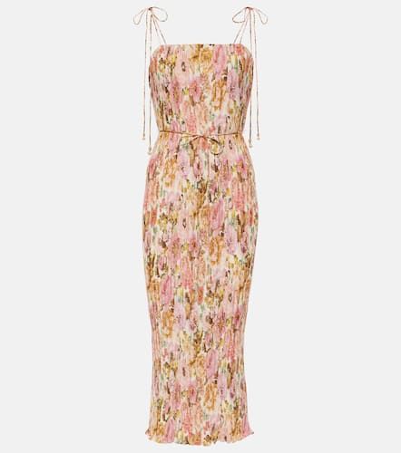 Golden pleated floral slip dress - Zimmermann - Modalova