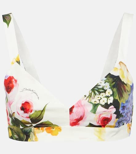 Floral cotton poplin bra top - Dolce&Gabbana - Modalova