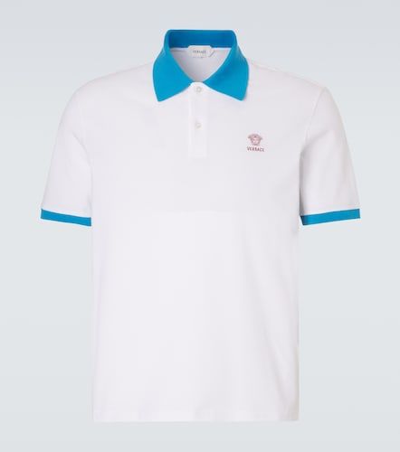 Polo de piqué de algodón estampado - Versace - Modalova