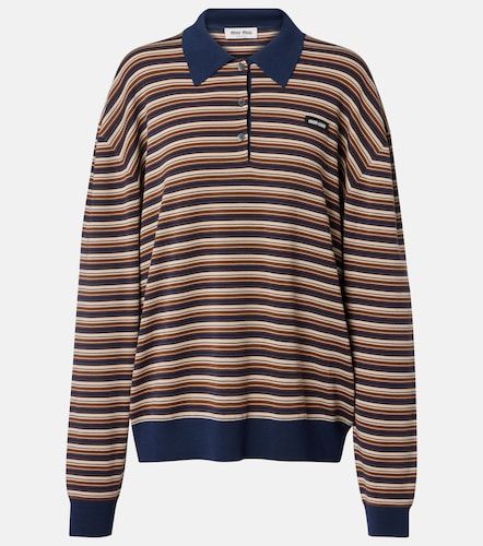 Striped virgin wool polo sweater - Miu Miu - Modalova
