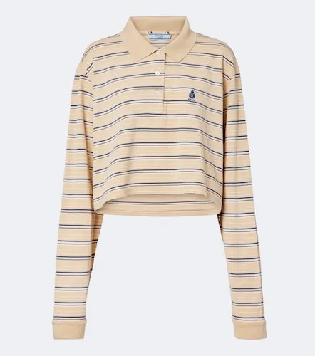 Logo striped cotton pique polo shirt - Prada - Modalova