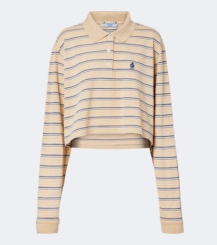 Polo in piqué di cotone a righe con logo - Prada - Modalova