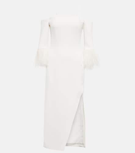 Feather-trimmed midi dress - David Koma - Modalova