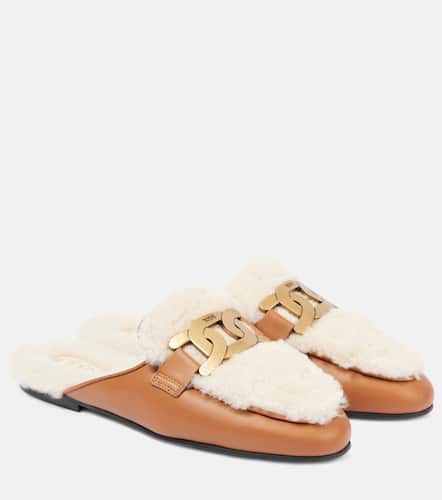 Catena shearling and leather mules - Tod's - Modalova