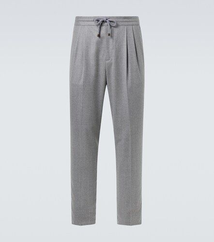 Virgin wool flannel straight pants - Brunello Cucinelli - Modalova