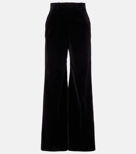 High-rise cotton velvet wide-leg pants - Valentino - Modalova