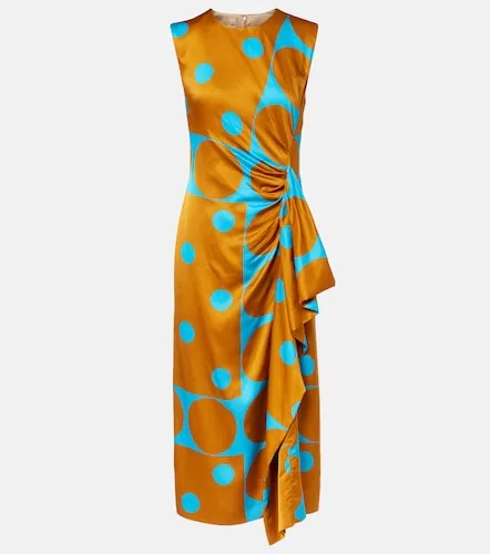 Draped printed satin midi dress - Dries Van Noten - Modalova