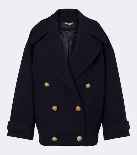 Oversized virgin wool peacoat - Balmain - Modalova