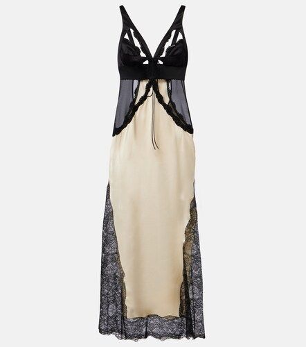 Abito midi in satin con pizzo - The Attico - Modalova