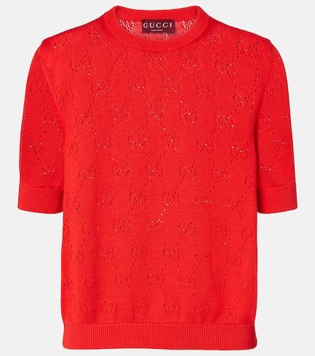 Pullover in pointelle GG di seta e cotone - Gucci - Modalova