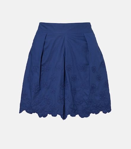 Shorts in popeline di cotone con ricamo - Juliet Dunn - Modalova