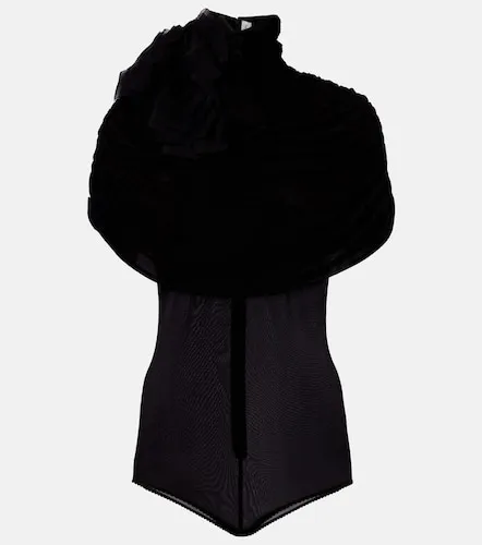 Floral-applique caped bodysuit - Magda Butrym - Modalova