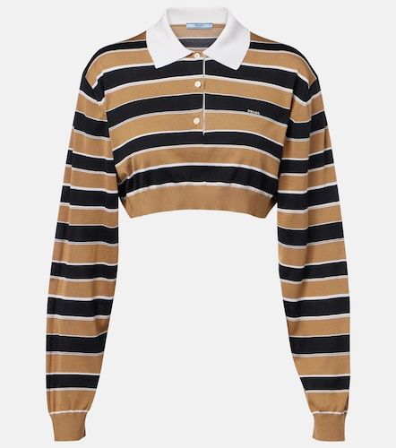 Prada Polo cropped in seta a righe - Prada - Modalova