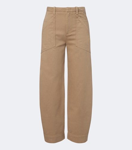 Pantalones barrel cropped de sarga de algodón - Vince - Modalova