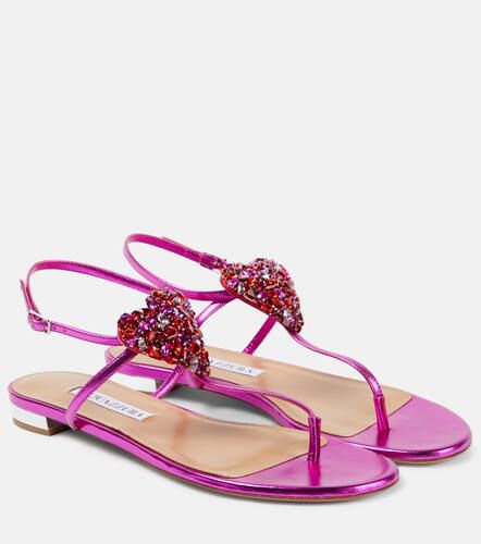 Love Me metallic leather thong sandals - Aquazzura - Modalova