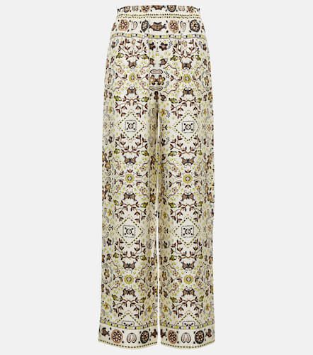 Printed silk wide-leg pants - Tory Burch - Modalova