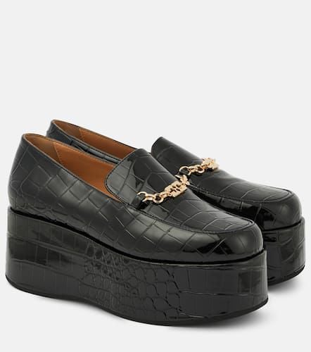 Croc-effect faux leather platform loafers - Ganni - Modalova