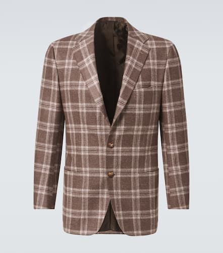 Checked wool, silk and linen blazer - Kiton - Modalova