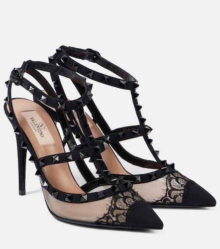 Pumps Rockstud 100 aus Mesh, Spitze und Samt - Valentino Garavani - Modalova