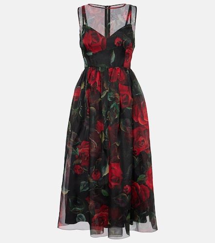 Abito midi in seta con stampa floreale - Dolce&Gabbana - Modalova
