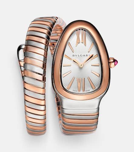 Serpenti Tubogas 35mm 18kt rose gold and stainless steel watch with rubellite - Bvlgari - Modalova