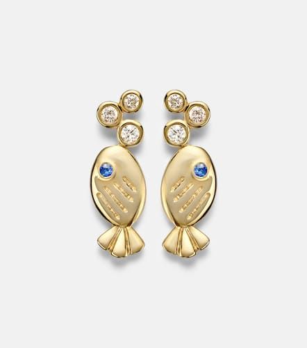 Yvonne LÃ©on Sous L'eau 9kt earrings with diamonds and sapphires - Yvonne Leon - Modalova