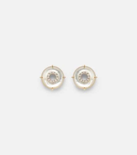 Orecchini in 14kt con diamanti e perle - Mateo - Modalova