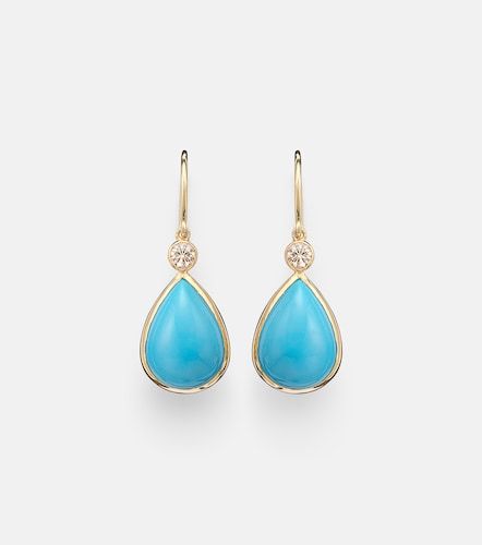 Kt drop earrings with turquoise and diamonds - Ileana Makri - Modalova