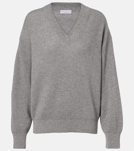 Pullover in misto cashmere a coste - Brunello Cucinelli - Modalova