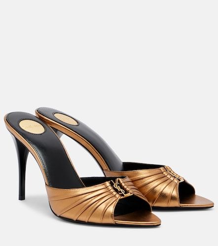 Pantoletten Babylone aus Metallic-Leder - Saint Laurent - Modalova