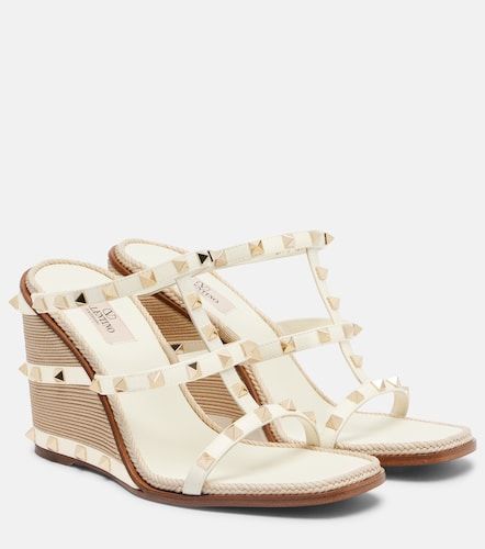 Espadrillas con zeppa Rockstud 100 in pelle - Valentino Garavani - Modalova