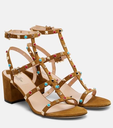 Sandali Rockstud in suede con cristalli - Valentino Garavani - Modalova