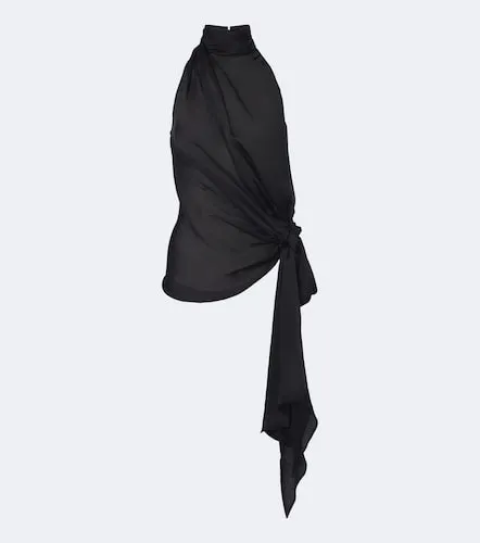 Bow-detail halterneck silk satin top - Balmain - Modalova