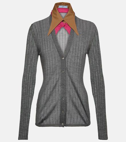 Cardigan in cashmere, lana e seta - Prada - Modalova