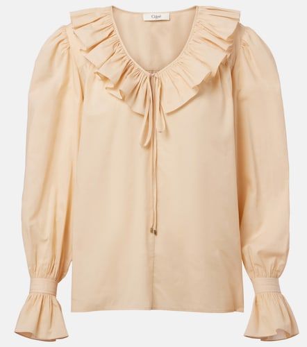 Chloé Blusa in voile di cotone con volant - Chloe - Modalova