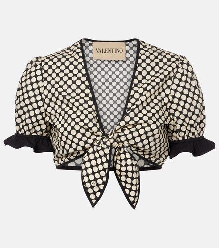 Top cropped Plus De Pois in popeline di cotone - Valentino Garavani - Modalova