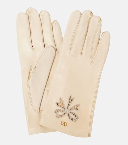 VLogo Signature embroidered leather gloves - Valentino Garavani - Modalova