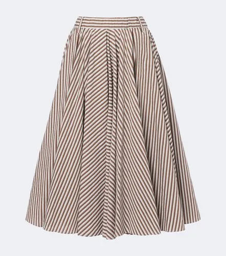 Striped cotton-blend poplin midi skirt - Brunello Cucinelli - Modalova