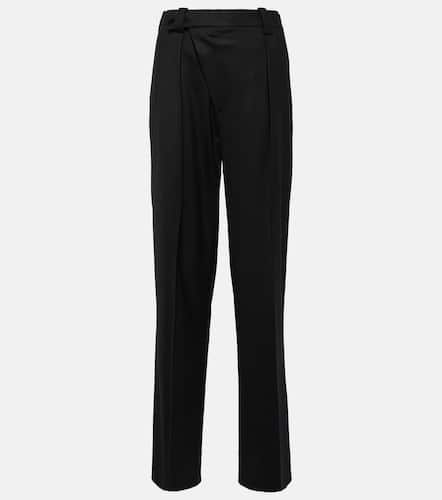 Asymmetric wool-blend straight pants - Victoria Beckham - Modalova