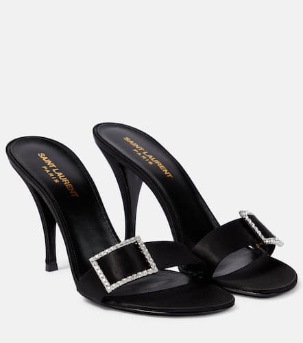 Simone 90 embellished satin crÃªpe mules - Saint Laurent - Modalova