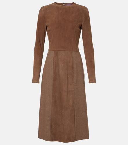 Carlita flannel-trimmed suede midi dress - Ralph Lauren Collection - Modalova