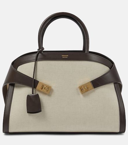 Hug Medium canvas and leather tote bag - Ferragamo - Modalova