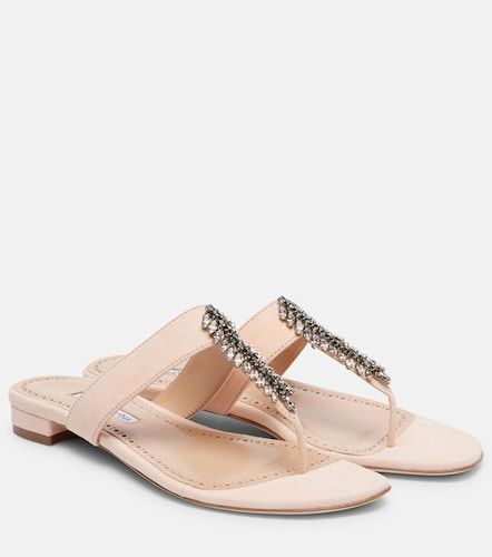 Sandali infradito Bizaba in suede con cristalli - Manolo Blahnik - Modalova