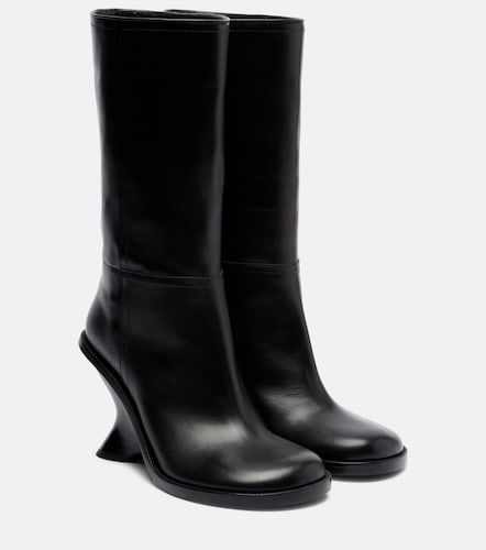 Leather wedge knee-high boots - Dries Van Noten - Modalova