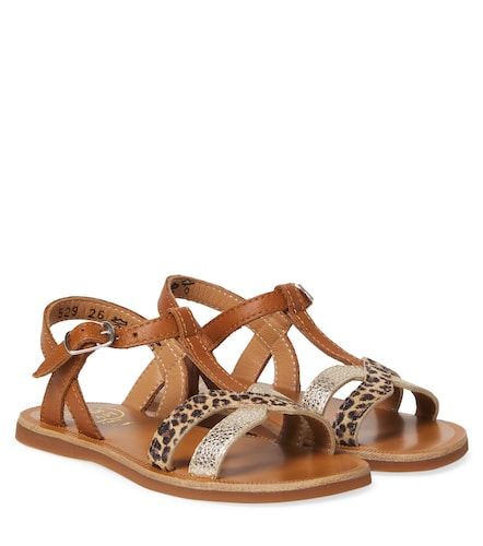 Sandalias Plagette de piel con estampado de leopardo - Pom d'Api - Modalova