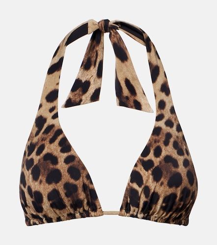 Leopard-print triangle bikini top - Dolce&Gabbana - Modalova