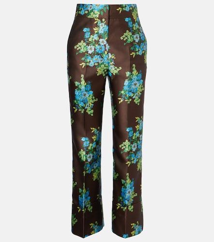 Floral cropped satin flared pants - Alemais - Modalova