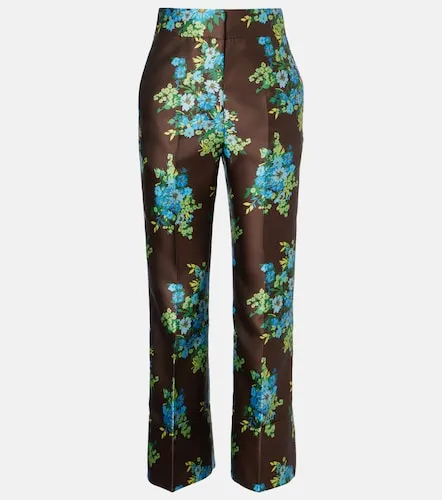 Floral cropped satin flared pants - Alemais - Modalova