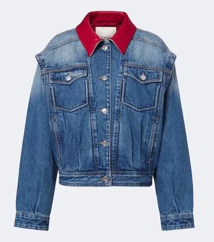Jeansjacke Devyn mit Leder - Isabel Marant - Modalova